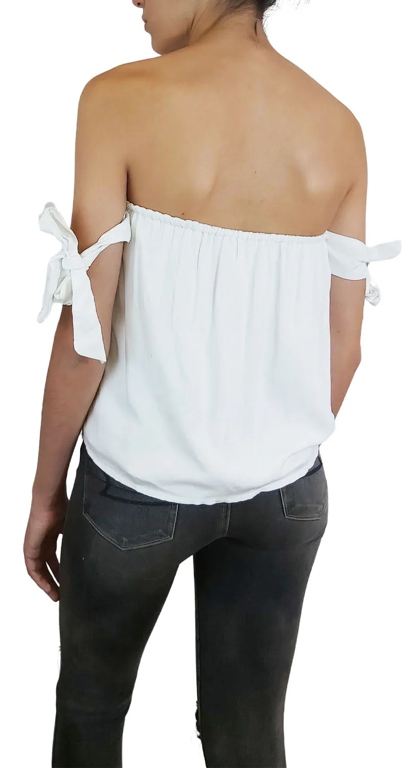 LALALOU Polera pabilos ajustables Blanca