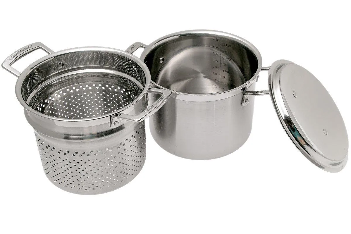 LE CREUSET CAZUELA CON COLADOR DE PASTA 3CAPAS, 20 CM, 5L