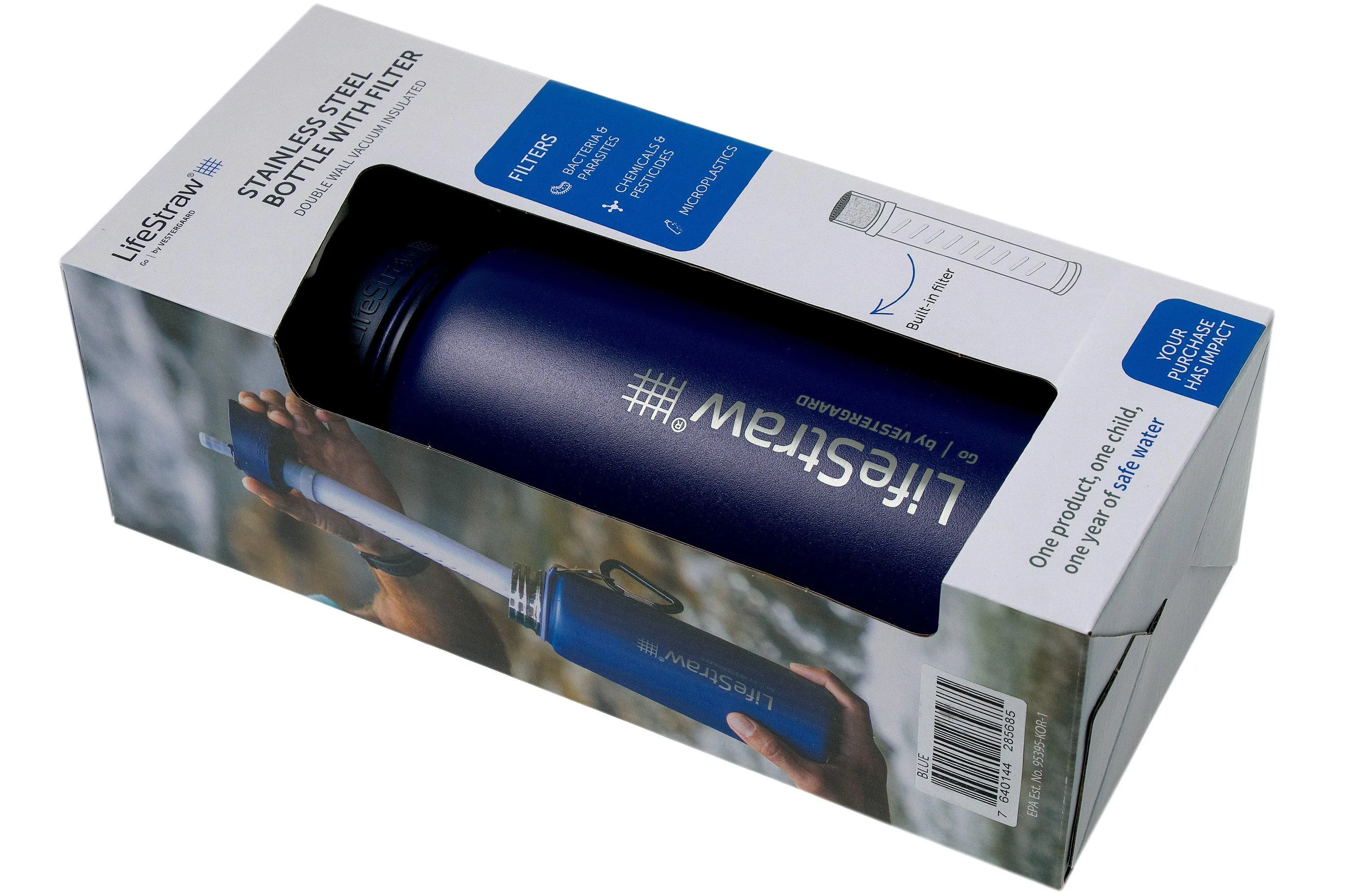 LifeStraw Go Stainless Steel botella aislante con filtro, azul