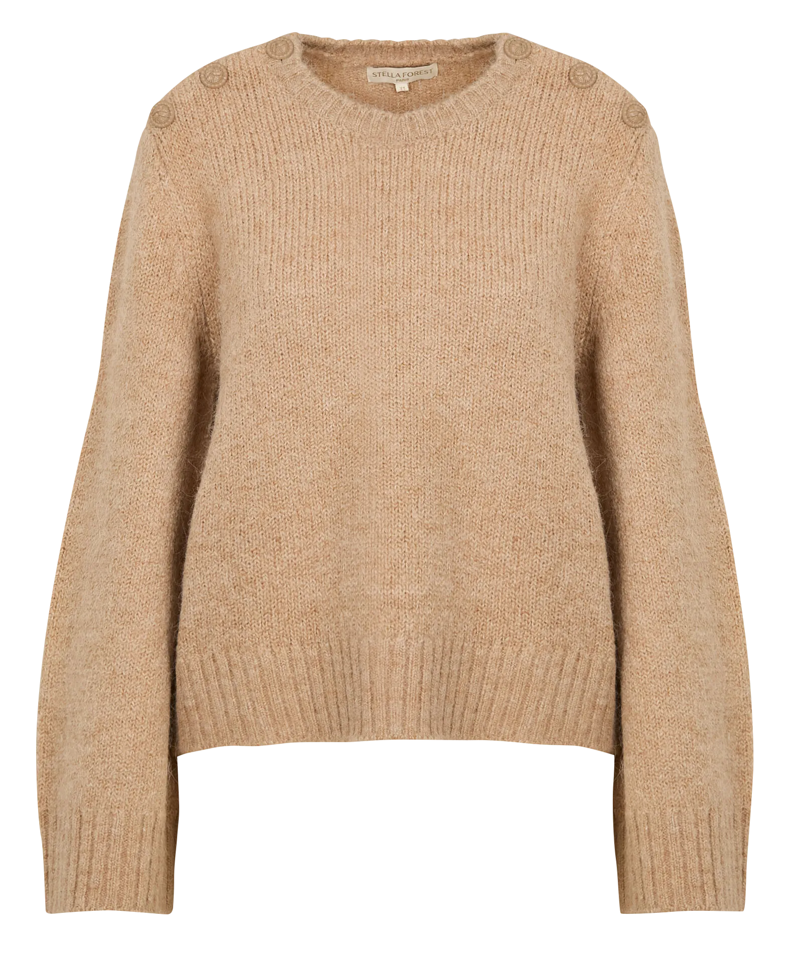 LLIONA  JERSEY DE PUNTO RECTO CON CUELLO REDONDO EN BEIGE