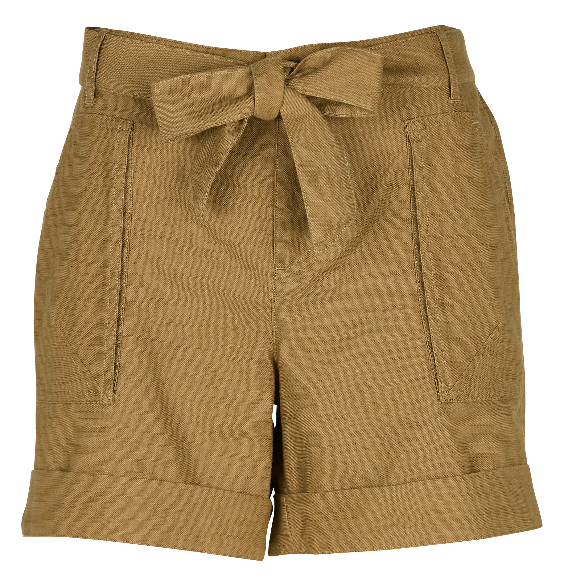 MAISON 123 LOU  SHORT DE MEZCLA DE ALGODóN DE TALLE ALTO EN CAQUI
