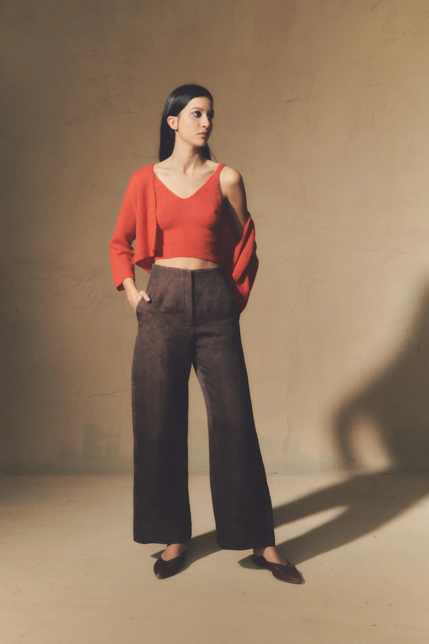 Malesia, burgundy jacquard pants