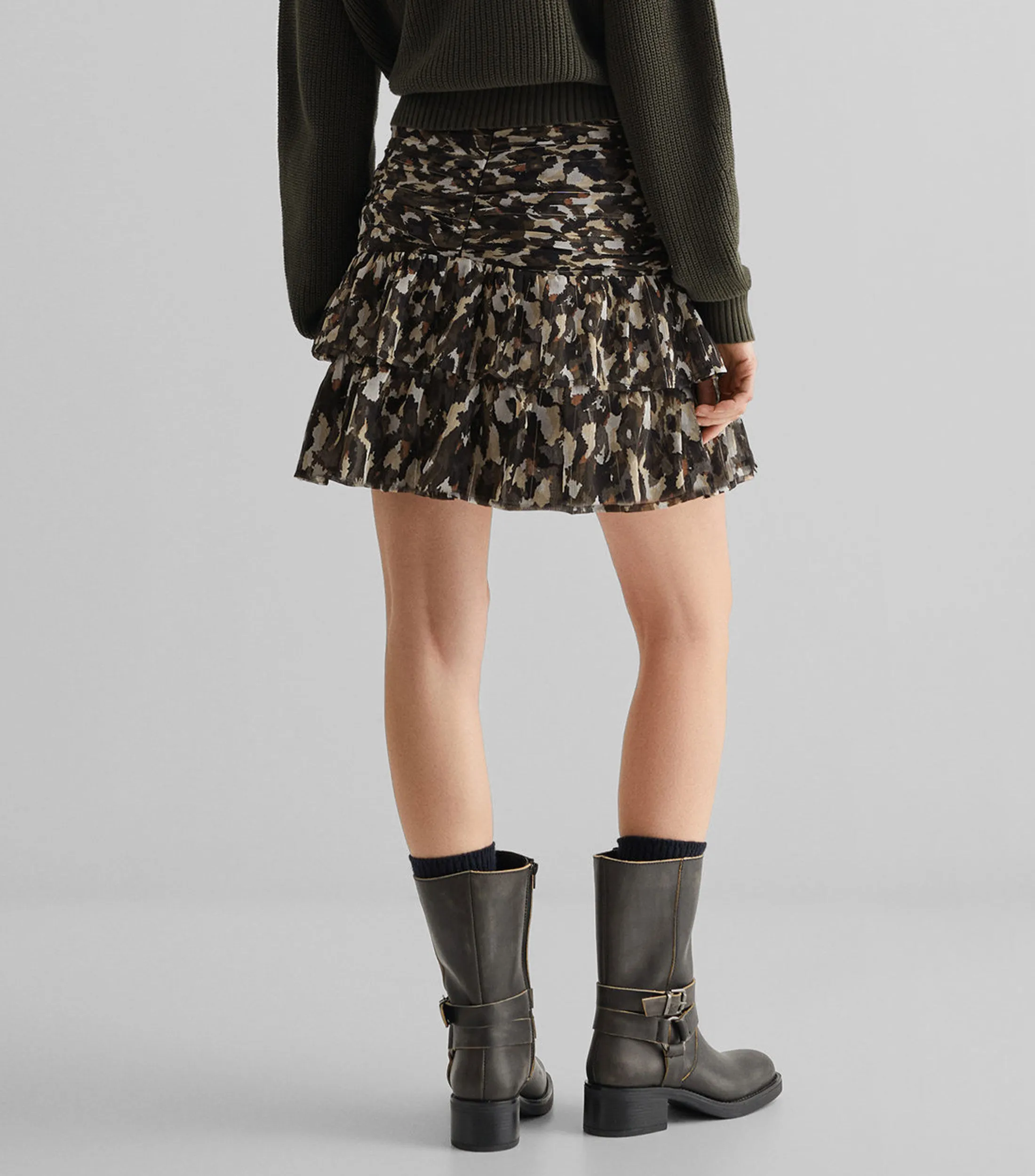 Mango Falda mini de corte recto animalprint Mujer
