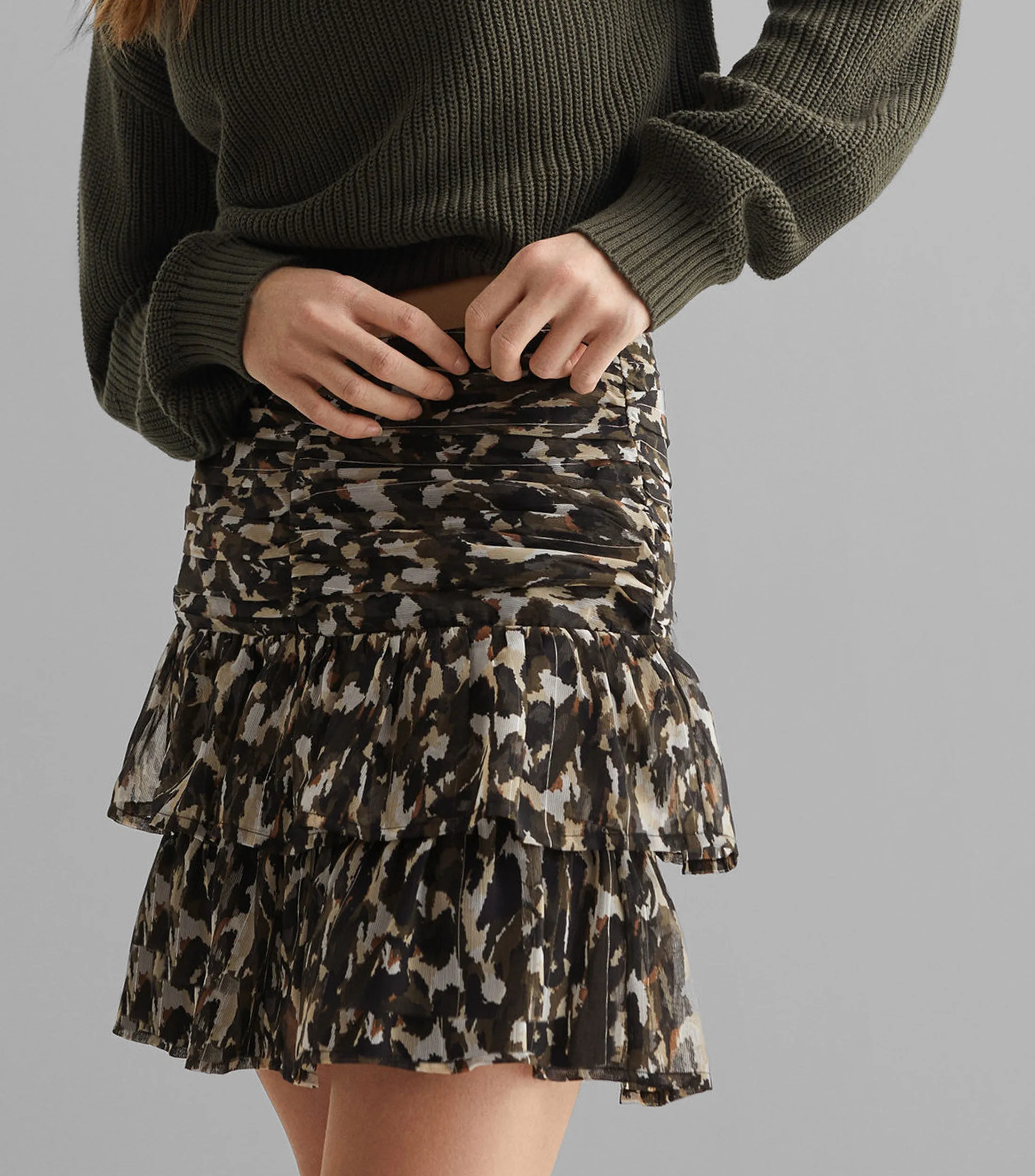 Mango Falda mini de corte recto animalprint Mujer