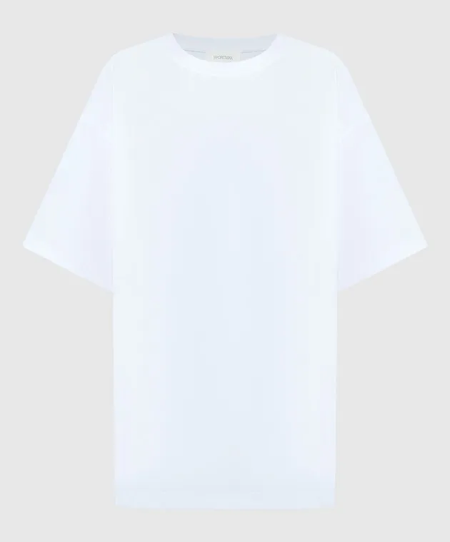 MAX MARA SPORTMAX WHITE BLOCCO TSHIRT WITH CRYSTAL