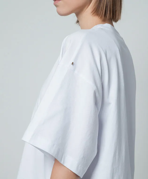 MAX MARA SPORTMAX WHITE BLOCCO TSHIRT WITH CRYSTAL