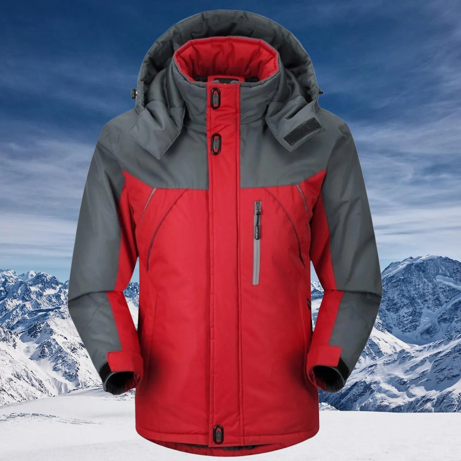 Men Women Ski Snow Jacket Fleece Lined Warm Jacket Light Hooded Windproof Coat For Outdoor Hiking Climbing