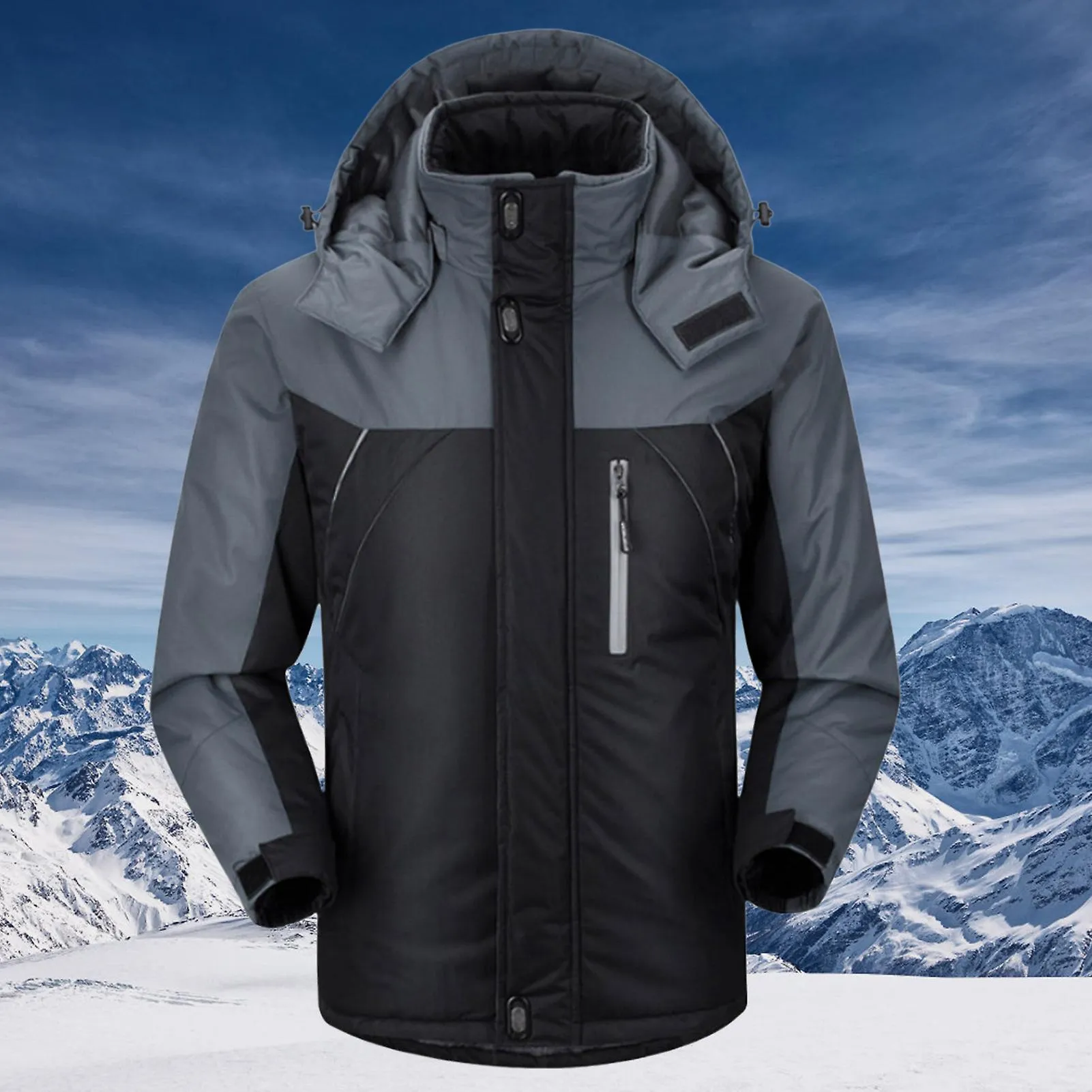 Men Women Ski Snow Jacket Fleece Lined Warm Jacket Light Hooded Windproof Coat For Outdoor Hiking Climbing