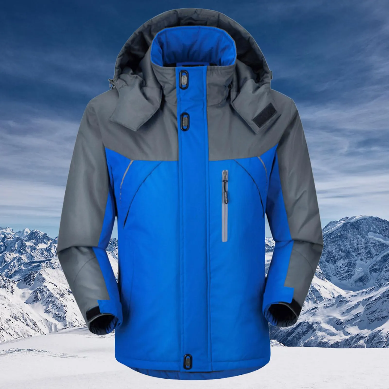 Men Women Ski Snow Jacket Fleece Lined Warm Jacket Light Hooded Windproof Coat For Outdoor Hiking Climbing