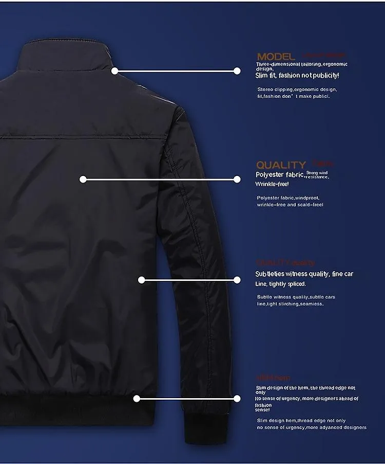 MEN'S LIGHTWEIGHT JACKET CASUAL SPRING FALL WINDBREAKER ZIP UP COAT WITH POCKETBLACK
