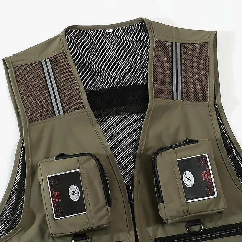 Men's Vest Tactical Webbed Gear Coat Summer Photographer Waistcoat Tool Many Decoration Workers Pock