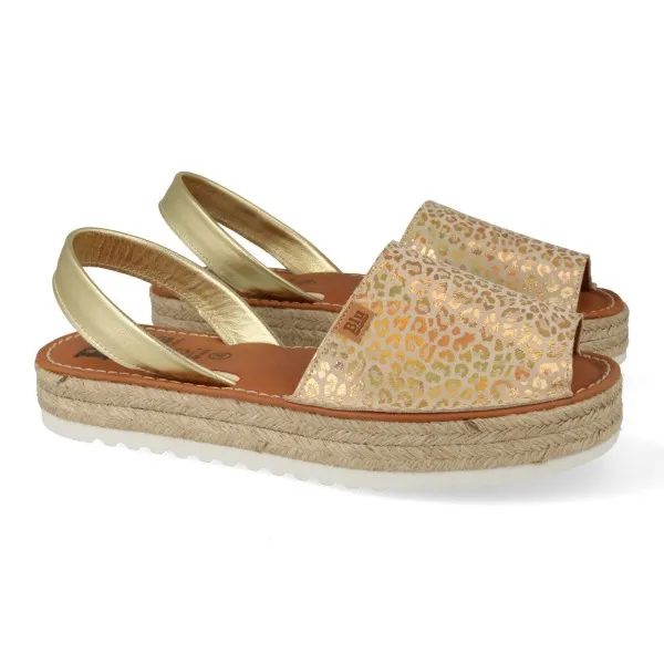 MENORQUINAS PLATAFORMA ORIGINALES DORADO MOD. SAACHI