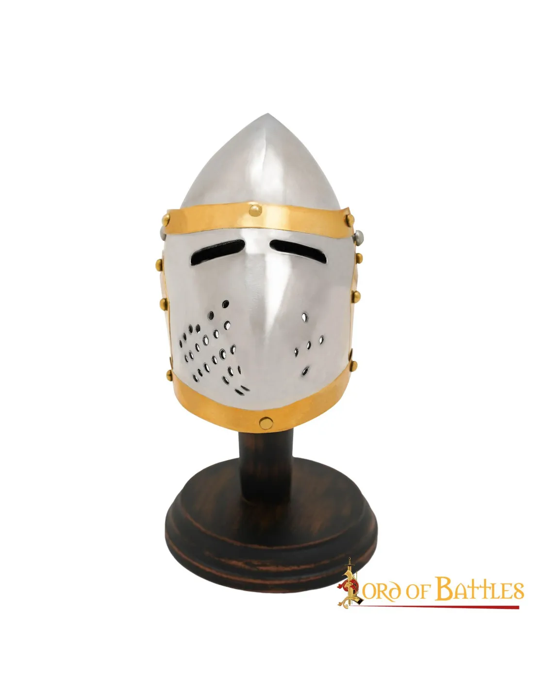 Mini casco bacinete Pig Face, con stand