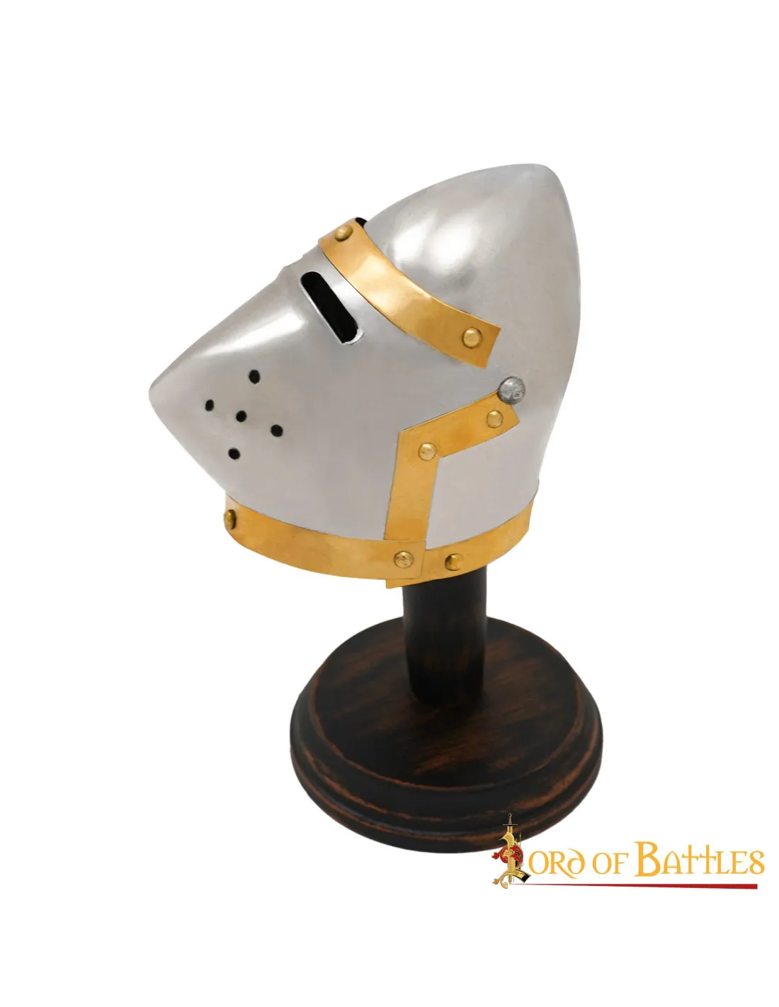 Mini casco bacinete Pig Face, con stand