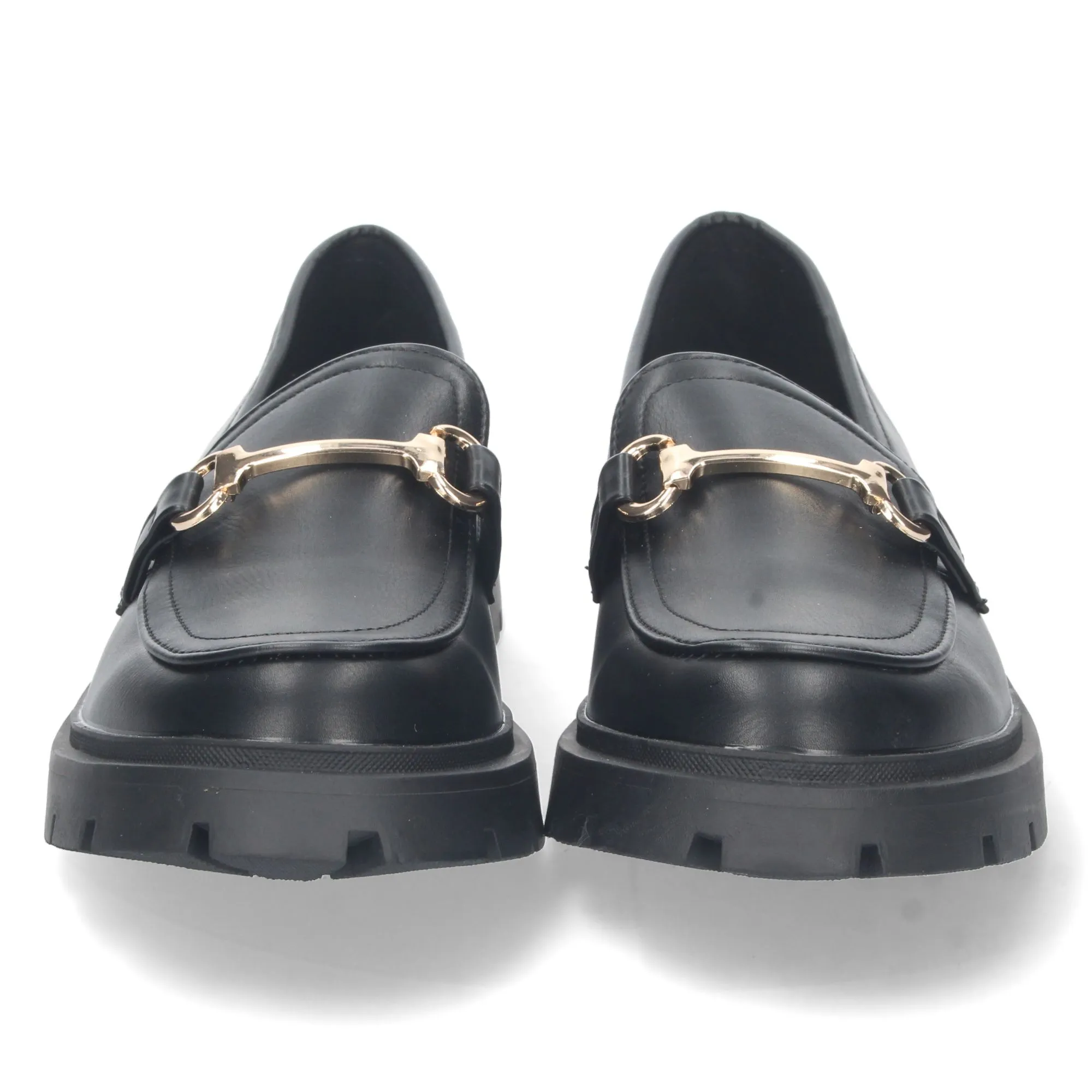 Mocasin plano con detalle metalico mujer color negro