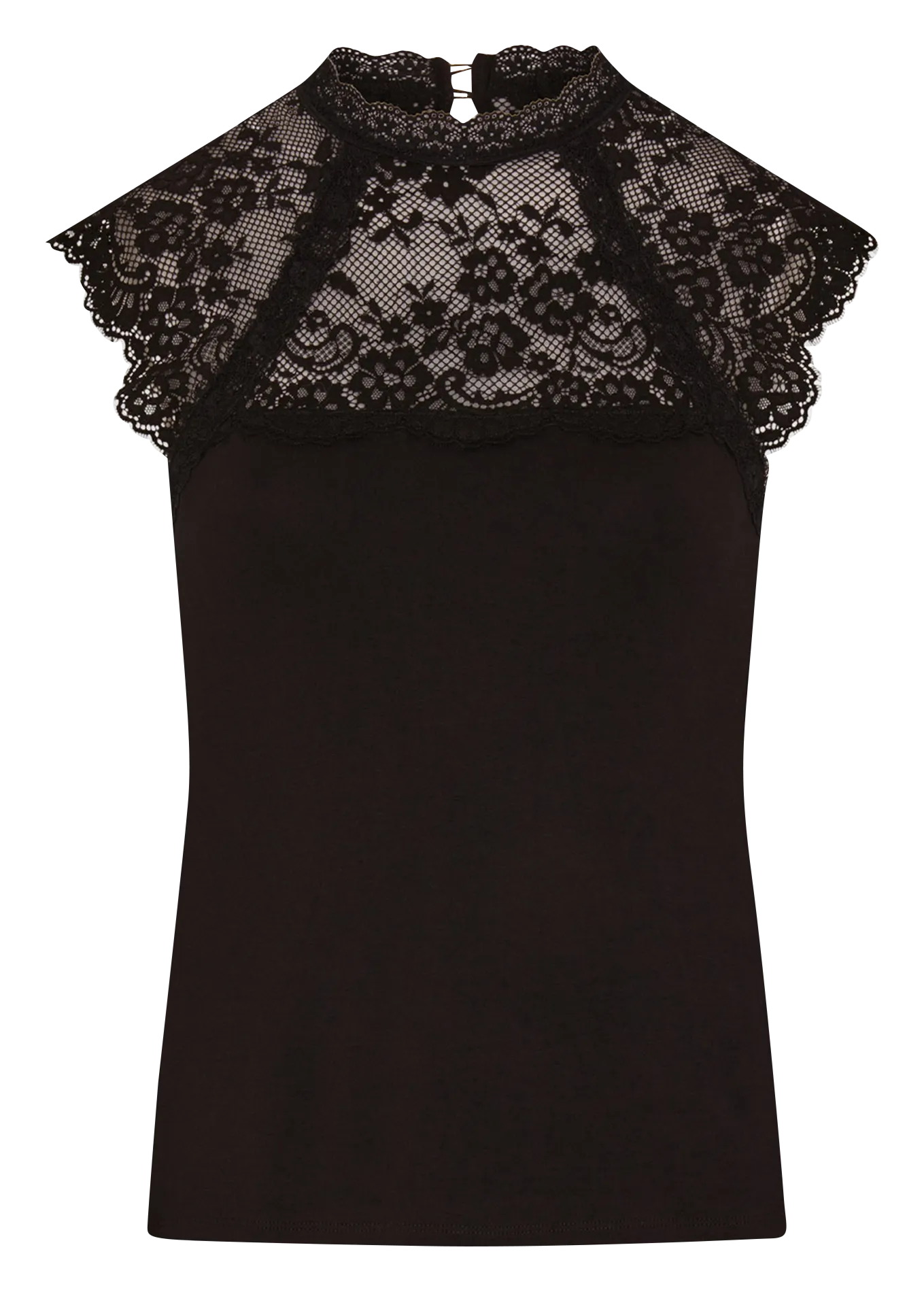 MORGAN DEMIK  TOP DE ENCAJE CON CUELLO ALTO EN NEGRO