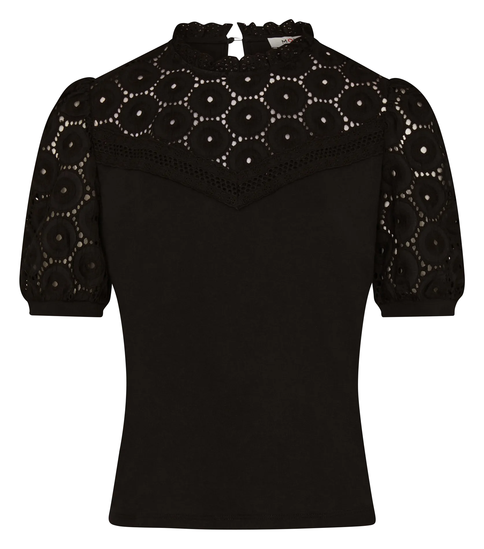 MORGAN DULIE  TOP DE ALGODóN BORDADO CON CUELLO ALTO EN NEGRO