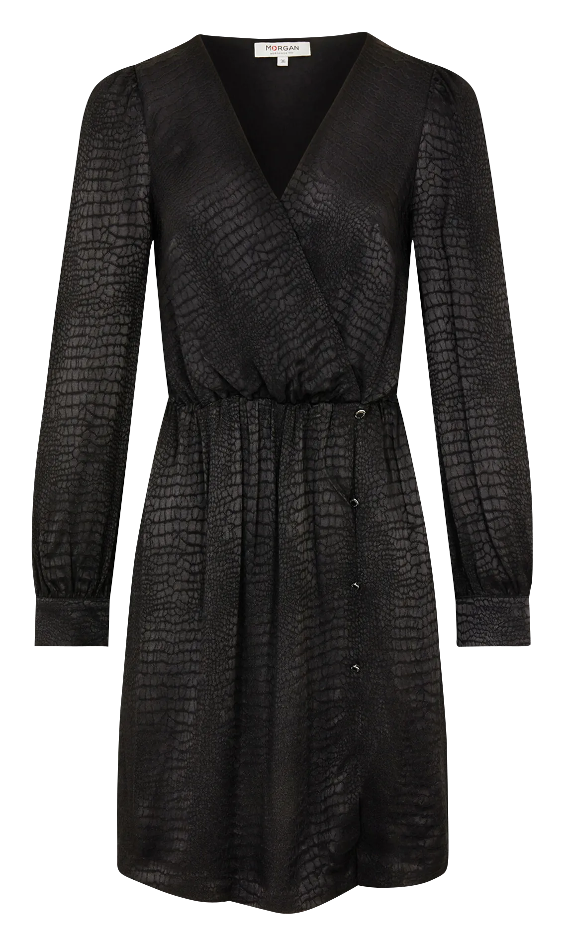 MORGAN ROZO.F  VESTIDO AJUSTADO CON CUELLO DE PICO EN NEGRO