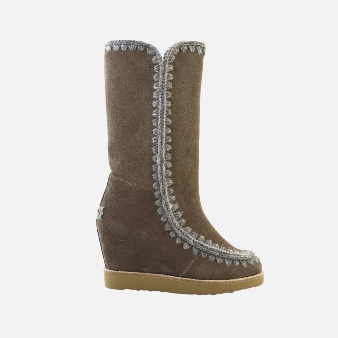 Mou Eskimo French Toe Wedge Tall Dark Stone