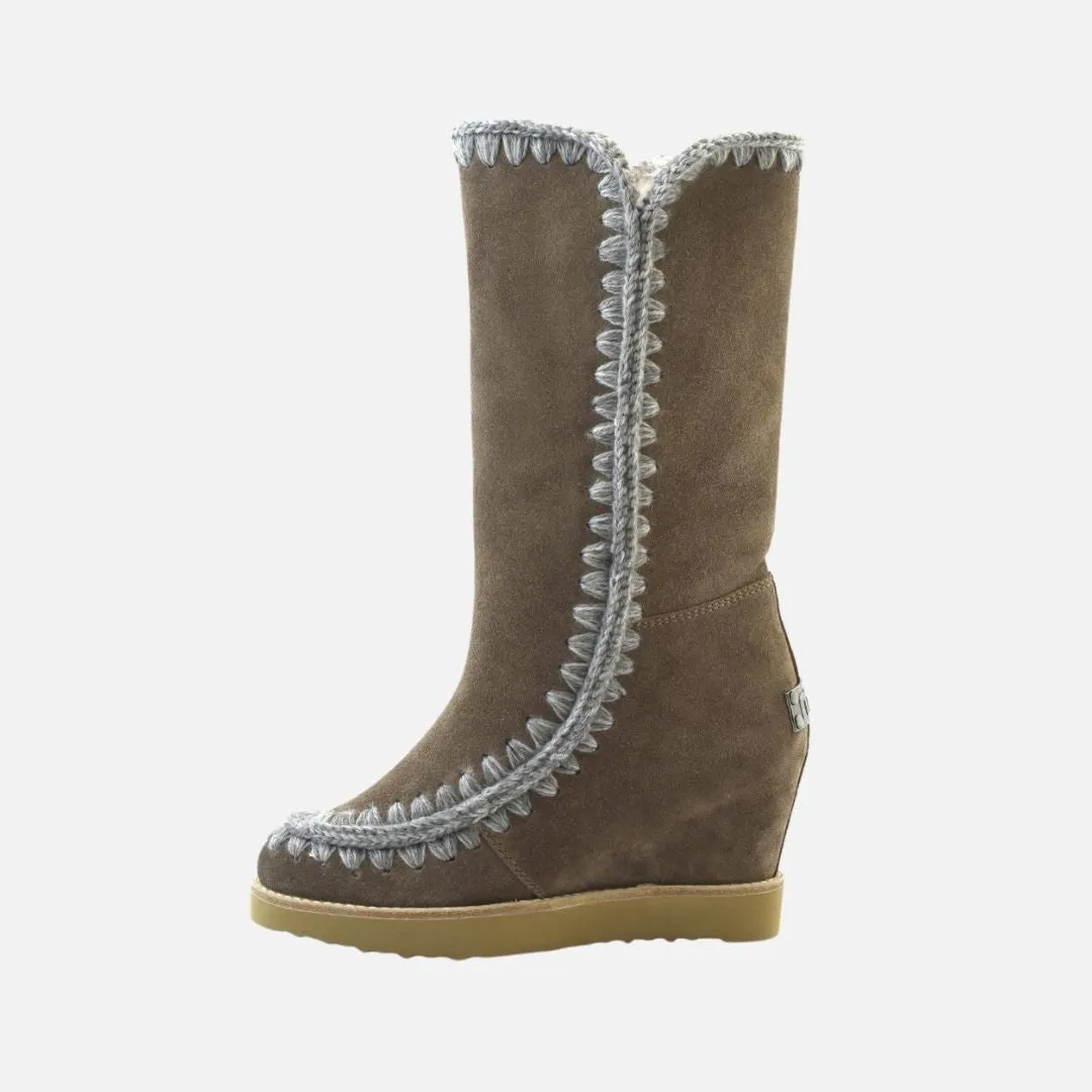 Mou Eskimo French Toe Wedge Tall Dark Stone