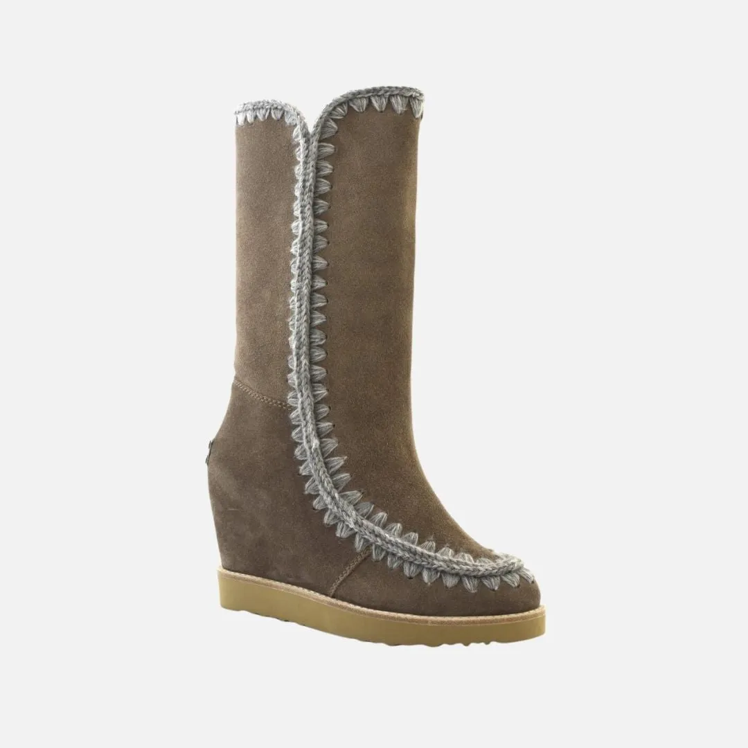 Mou Eskimo French Toe Wedge Tall Dark Stone