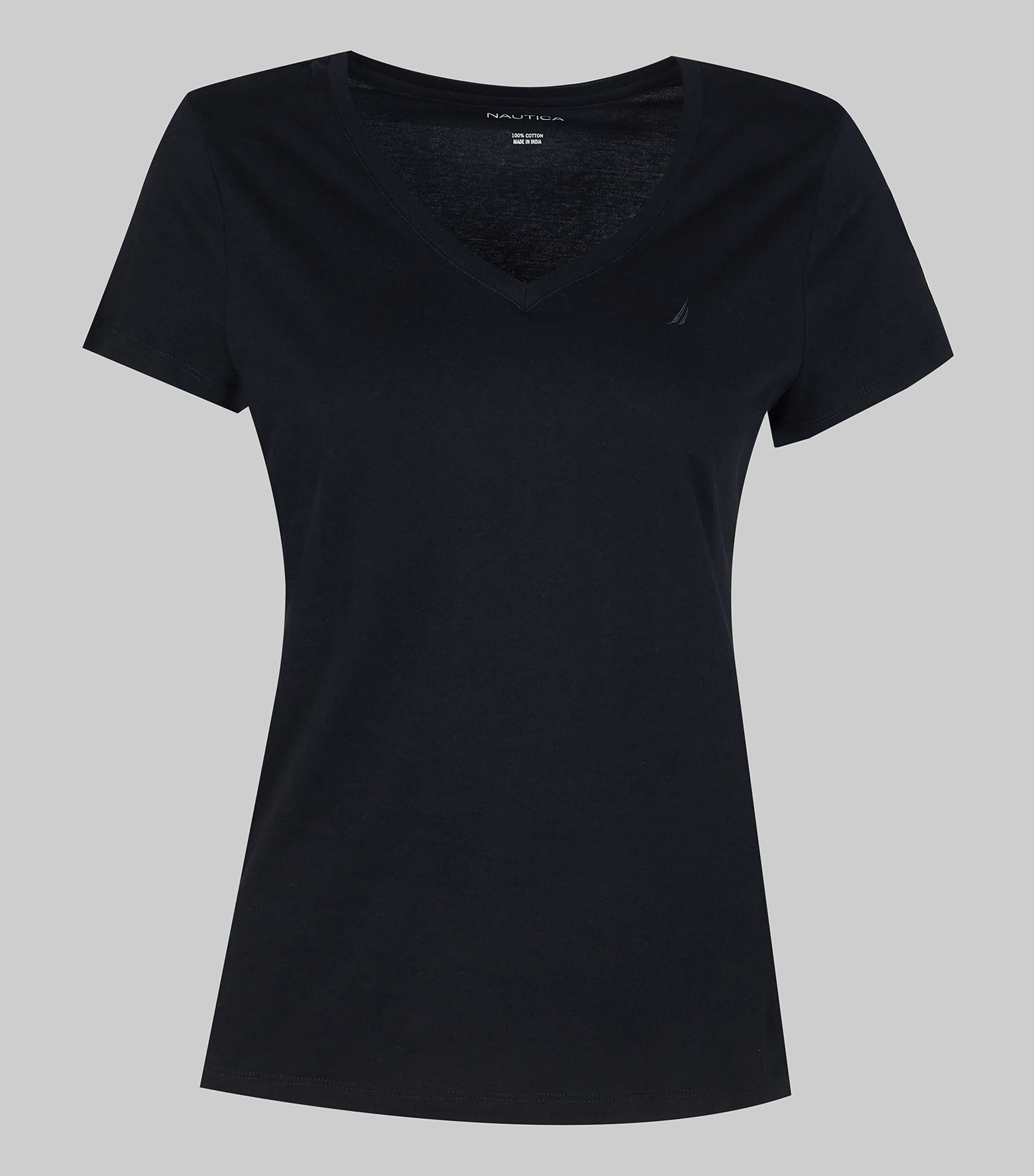 Nautica Playera de cuello V manga corta lisa Mujer
