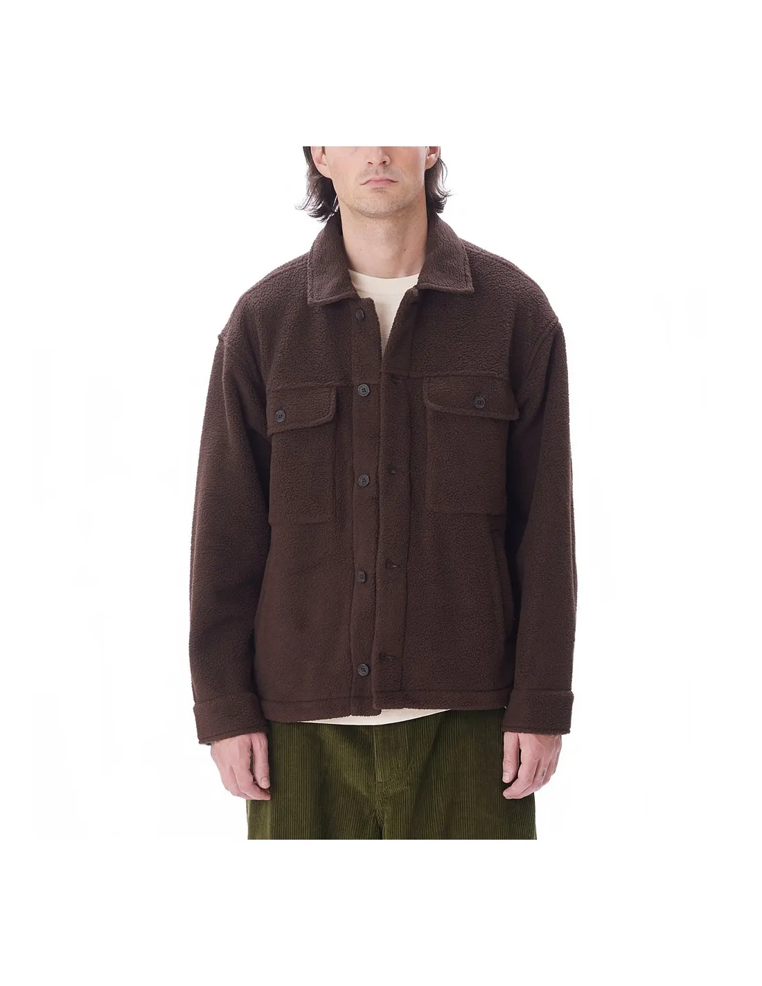 OBEY THOMPSON SHIRT JACKET JAVA BROWN