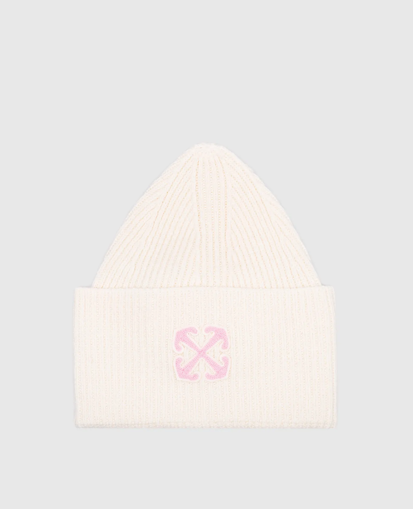 OFFWHITE BEIGE WOOL CAP WITH ARROW LOGO