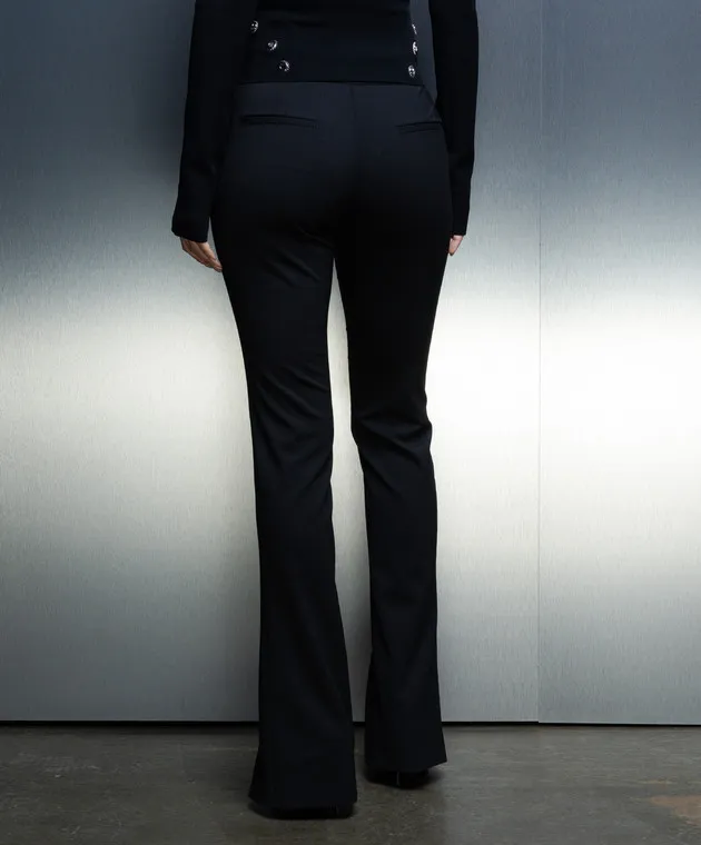 OFFWHITE BLACK FLARED WOOL PANTS WITH SLITS