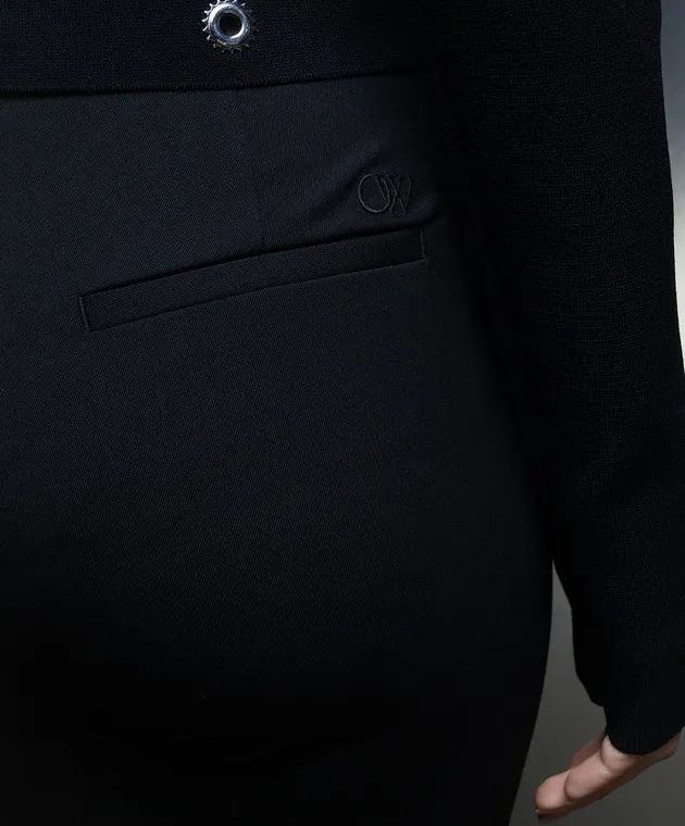 OFFWHITE BLACK FLARED WOOL PANTS WITH SLITS