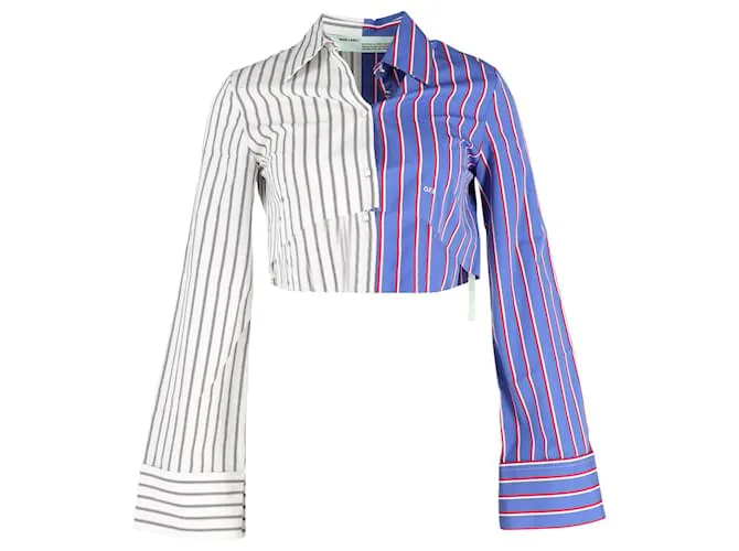 Off White Blanco roto C/o Virgil Abloh Camisa corta a rayas de algodón multicolor Impresión de pitón 