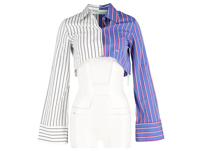 Off White Blanco roto C/o Virgil Abloh Camisa corta a rayas de algodón multicolor Impresión de pitón 