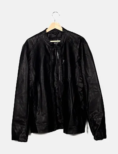 ONLY & SONS Biker negra polipiel