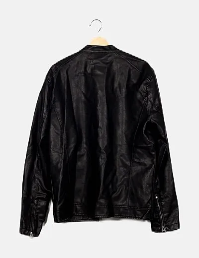 ONLY & SONS Biker negra polipiel