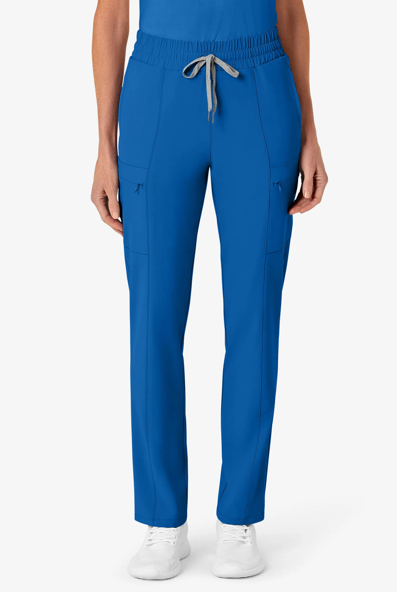 Pantalón médico WonderWink Renew STRETCH de tiro alto estilo cargo con 7 bolsillos y piernas delgadas para mujer