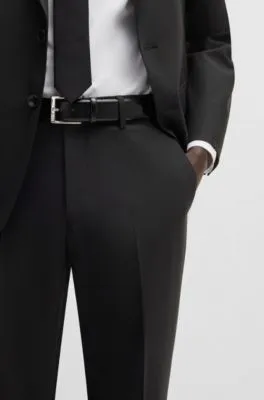 Pantalones regular fit en lana virgen elástica