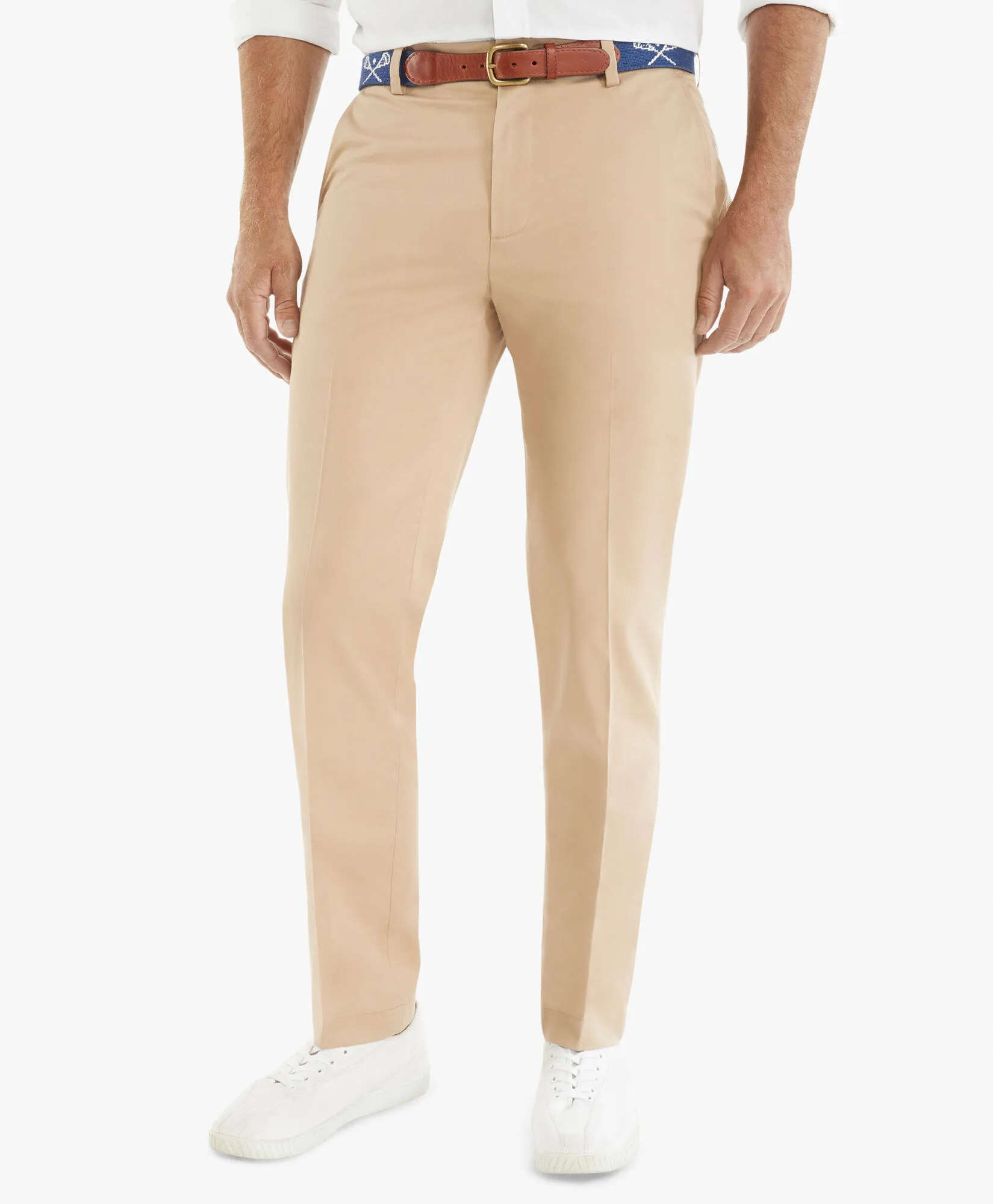 Pantalón chino de algodón elástico beige oscuro