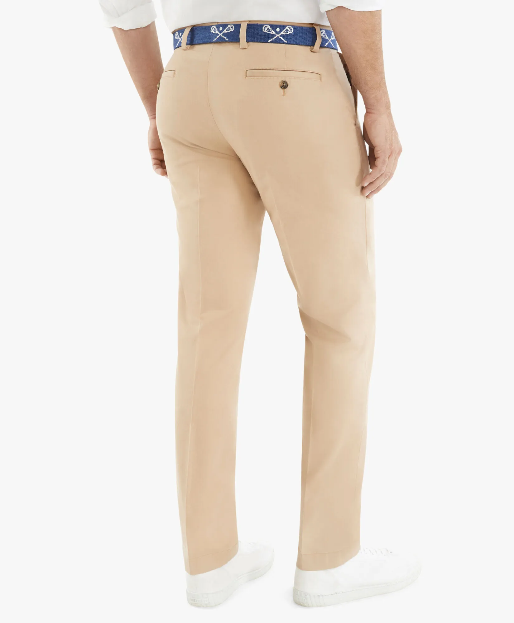 Pantalón chino de algodón elástico beige oscuro