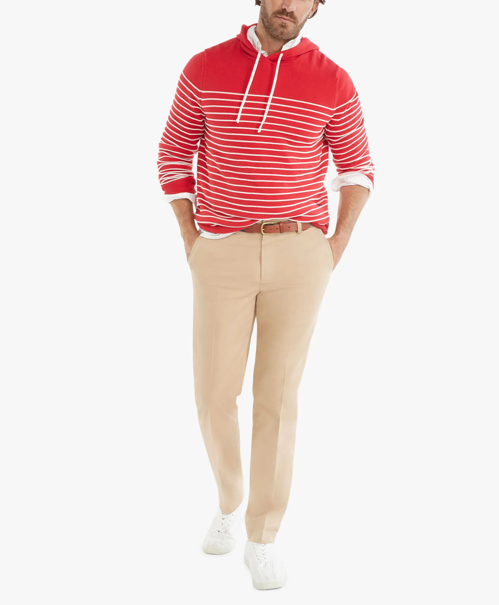 Pantalón chino de algodón elástico beige oscuro