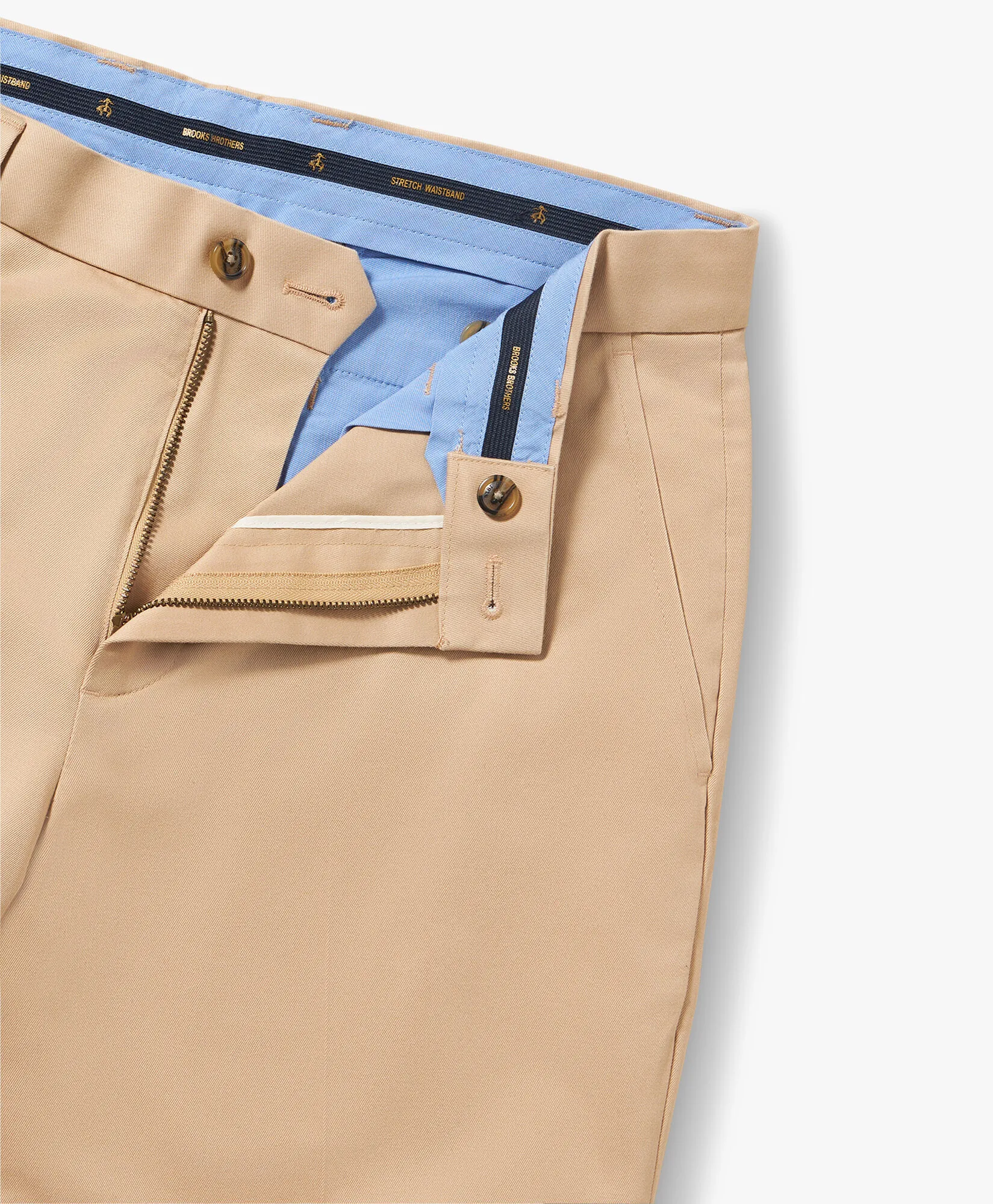Pantalón chino de algodón elástico beige oscuro