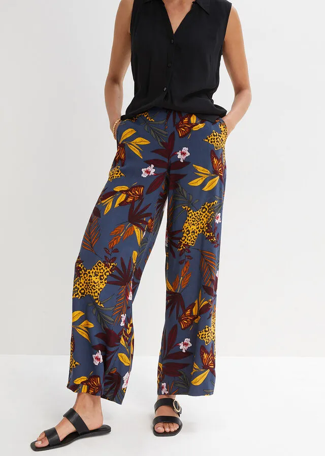 Pantalón Marlene Azul ahumado estampado