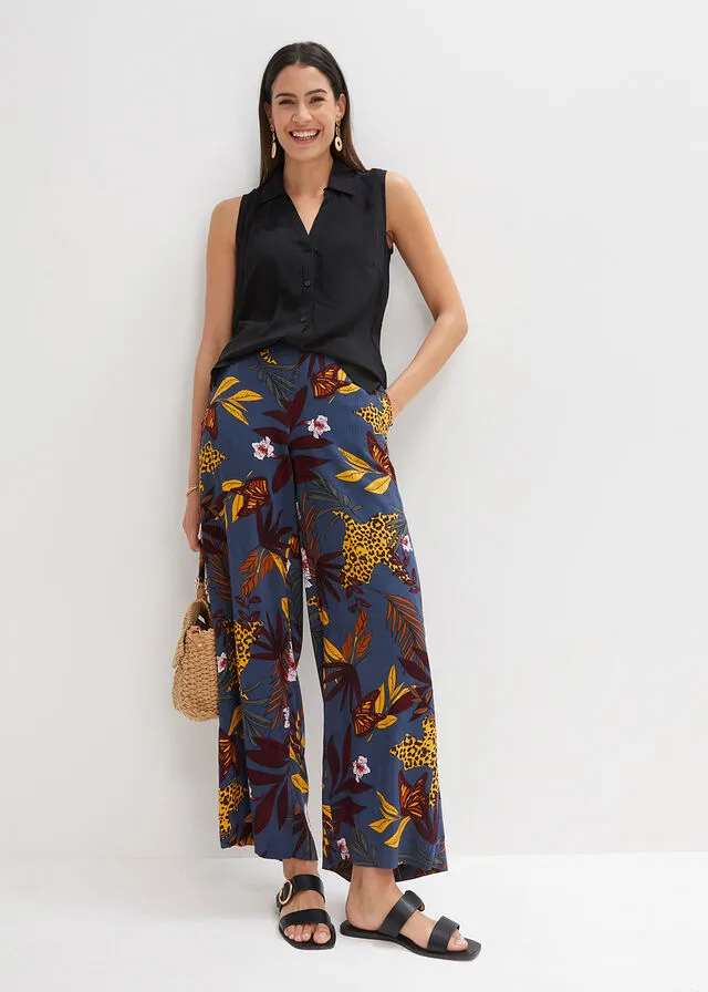 Pantalón Marlene Azul ahumado estampado