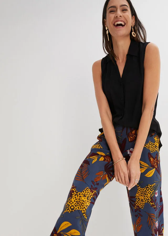 Pantalón Marlene Azul ahumado estampado