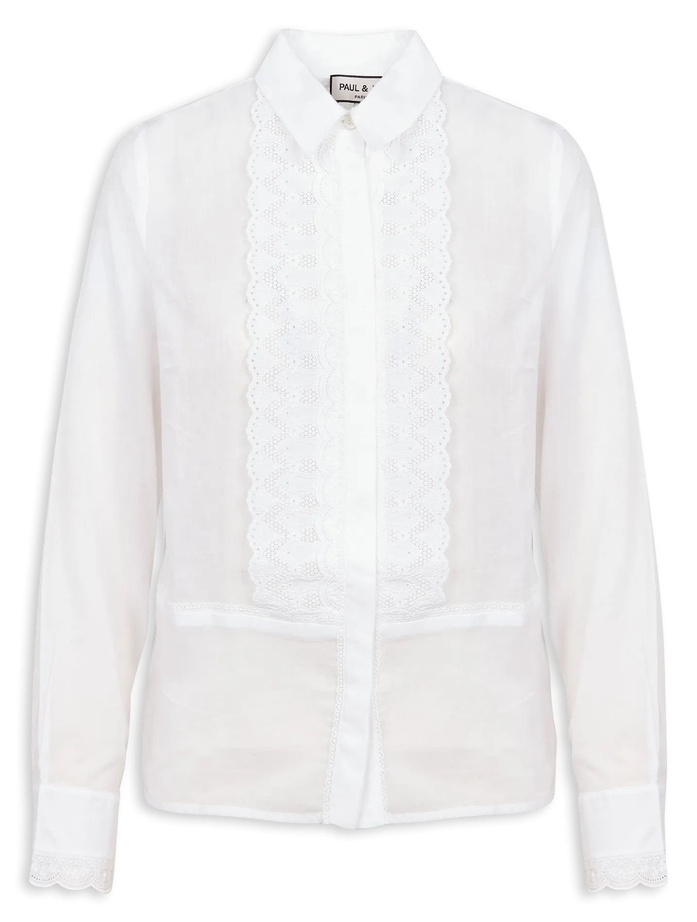 PAUL AND JOE COSTARICA  CAMISA DE ALGODóN CON ENCAJE AJUSTADA EN BLANCO