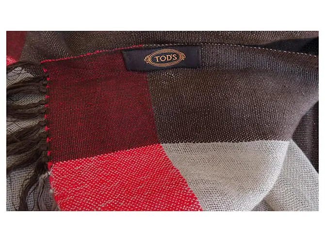 PAÑUELO LARGO DE TOD'S Castaño Roja Beige 
