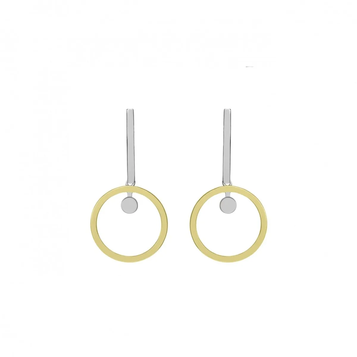 Pendientes bicolor diseo de doble círculo colgante