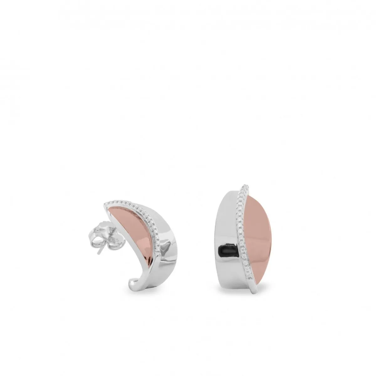 Pendientes bicolor originales diseo raíl de circonitas