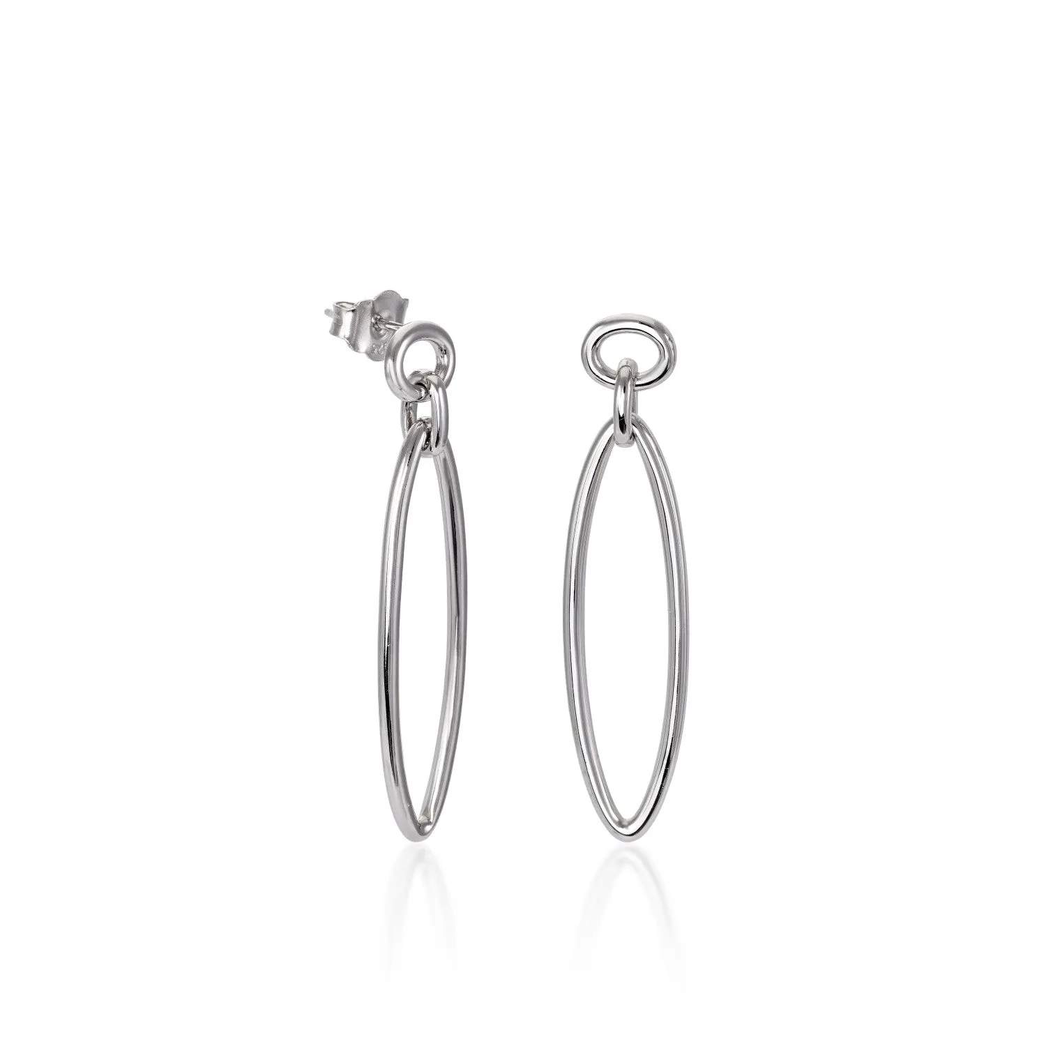 Pendientes con colgantes en plata lisa con un pequeo aro y diseo ovalado