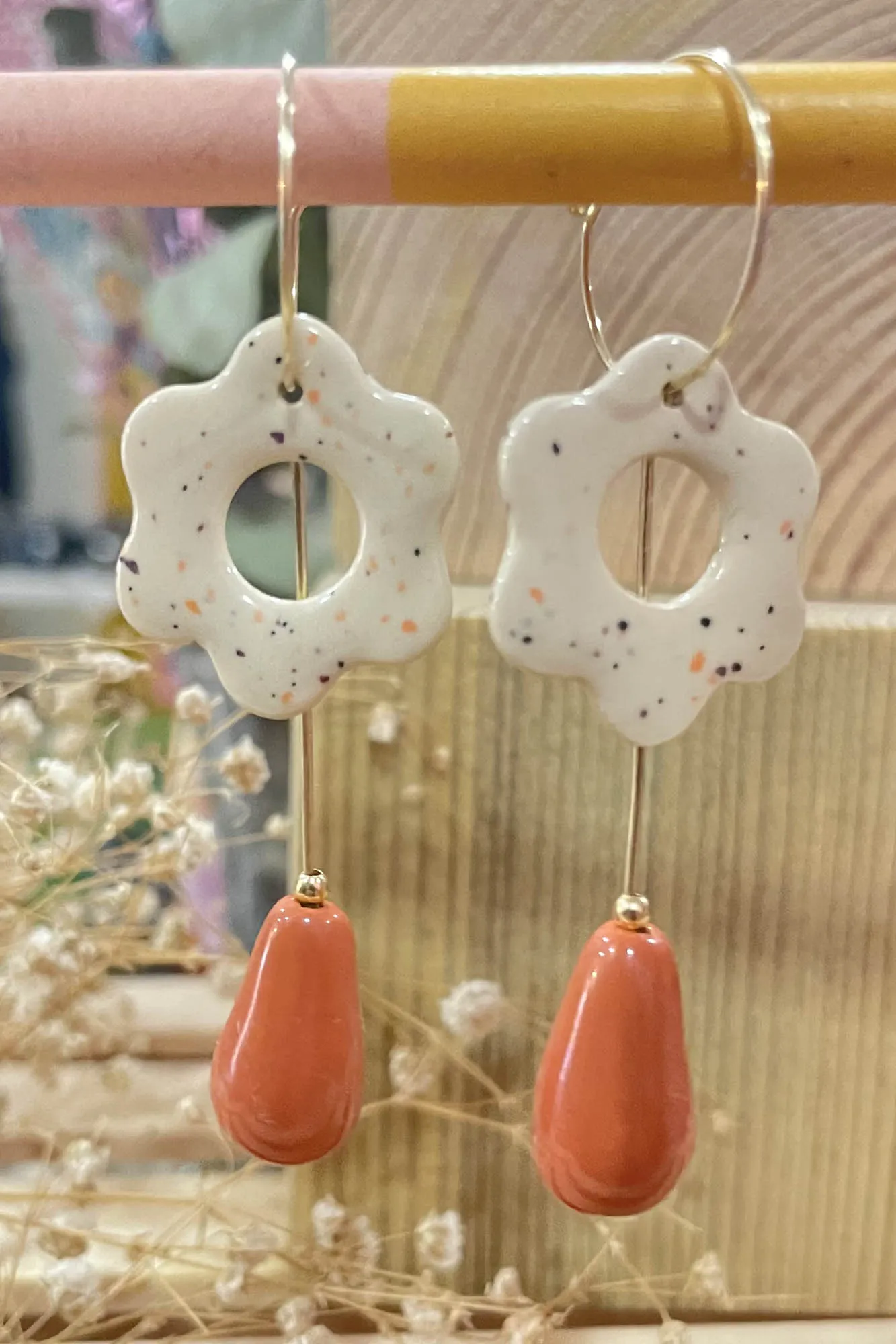 Pendientes de cerámica FLORES CORAL