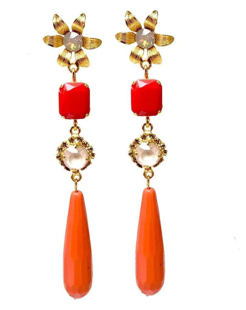 PENDIENTES DE CORAL LARGOS Y ELEGANTES